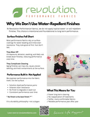 Revolution Outdoor Educational Flyer – “No Finish Is the Best Finish” (Double-Sided, 8.5" x 11") - - Revolution Upholstery Fabric
