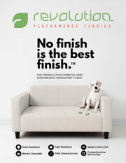 Revolution Performance Fabrics Indoor Educational Flyer – “No Finish Is the Best Finish” (Double-Sided, 8.5" x 11") - - Revolution Upholstery Fabric