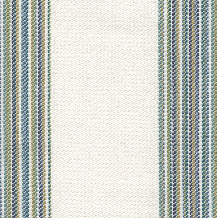 Revolution Performance Fabric, pattern Gracias in the color Berber, featuring a warm ivory center flanked by neutral vertical stripes in taupe, charcoal, and soft brown for a timeless, earthy striped upholstery fabric.