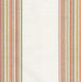 Revolution Performance Fabric, pattern Gracias in the color Summer, displaying an ivory foundation bordered by warm vertical stripes in coral, golden yellow, olive green, and soft blue for a cheerful, sun-washed striped upholstery look.
