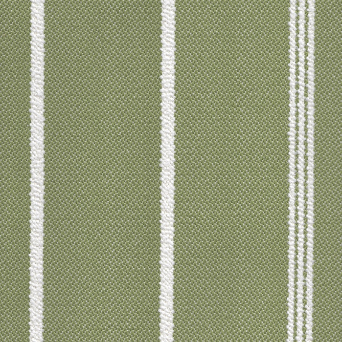 Revolution Performance Fabric, pattern Starboard in the color Grass, featuring fresh green vertical stripes woven over an ivory base for a nature-inspired stripe upholstery fabric with durable performance characteristics.