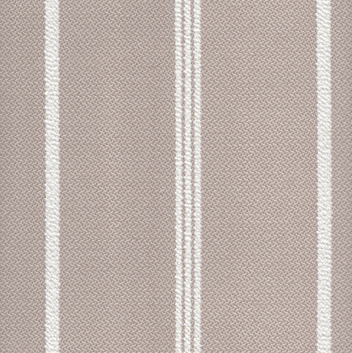 Revolution Performance Fabric, pattern Starboard in the color Natural, featuring warm taupe vertical stripes on an ivory ground for an organic, relaxed stripe upholstery fabric with high-performance durability.