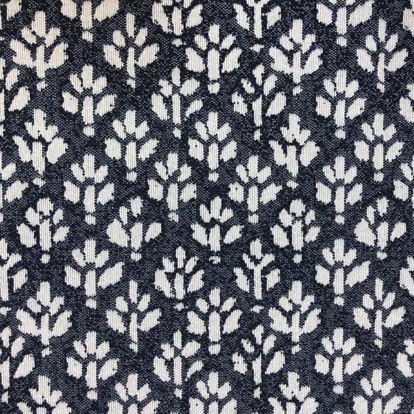 Indigo Blue and White Floral Print Upholstery Fabric by the Yard