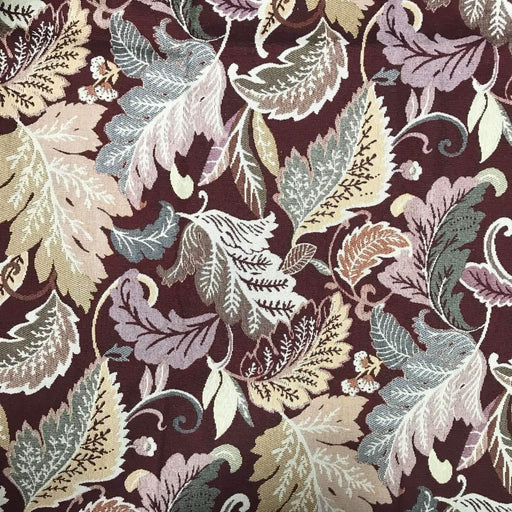 Lancashire Leaf Pattern Fabric -  Jacquard Upholstery Fabric - yard / lancashire-garnet - Revolution Upholstery Fabric